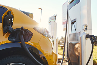 electronic vehicle at charging station